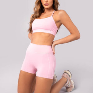 [CONJUNTO] Top + Short com Coberturas (Rosa Claro) | Ref: K4388-B