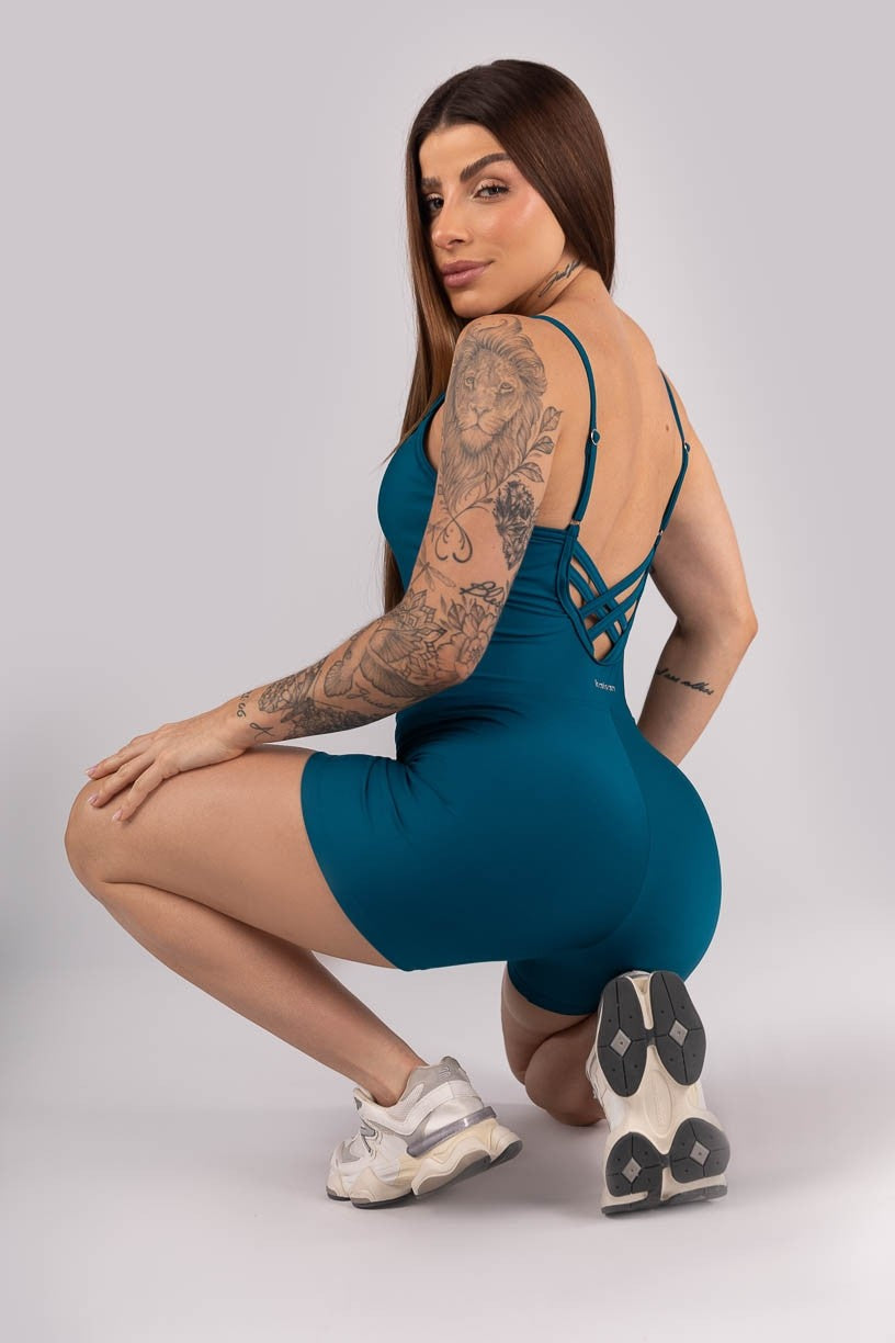 Macaquinho Alças Reguláveis e Tiras Costas (Azul Petróleo) | Ref: K4272-D - Imagem 4