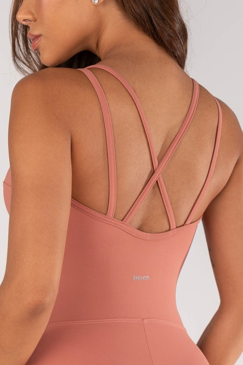 Macaquinho Com Decote Halter Com Alças Duplas (telha) | Ref: K4640-b - Imagem 4