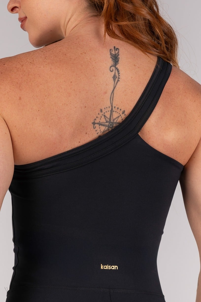 Macaquinho Assimétrico Ombro Só com Alça Larga (Preto) | Ref: K4643-A - Imagem 5