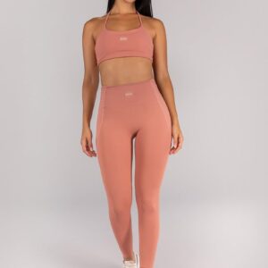 [CONJUNTO] Top + Calça Legging com Bolsos nas Laterais Do Cós (Telha) | Ref: K4524-D