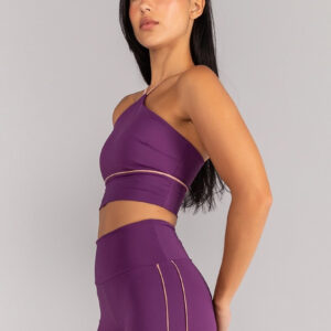 [CONJUNTO] Short + Top Halter com Alças e Vivo Platinado (Ametista / Rose) | Ref: K4676-B