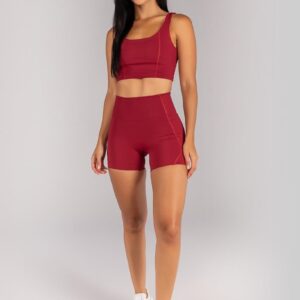 [CONJUNTO] Short + Top Alongado com Detalhes de Cobertura (Vinho) | Ref: K4679-A