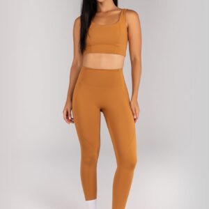 [CONJUNTO] Top + Calça Legging sem Gancho com Bolso e Cobertura (Amêndoa) | Ref: K4680-B