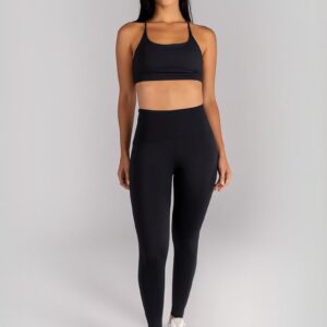 [CONJUNTO] Top + Calça Legging com Zíper Invisível no Bolso (Preto) | Ref: K4689-B