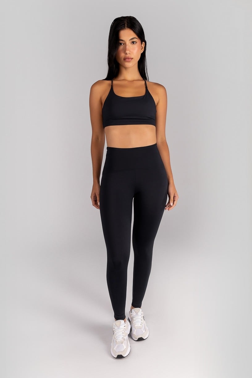 [CONJUNTO] Top + Calça Legging com Zíper Invisível no Bolso (Preto) | Ref: K4689-B