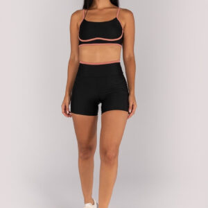 [CONJUNTO] Short + Top Platinado com Alças (Preto / Telha) | Ref: K4691-A