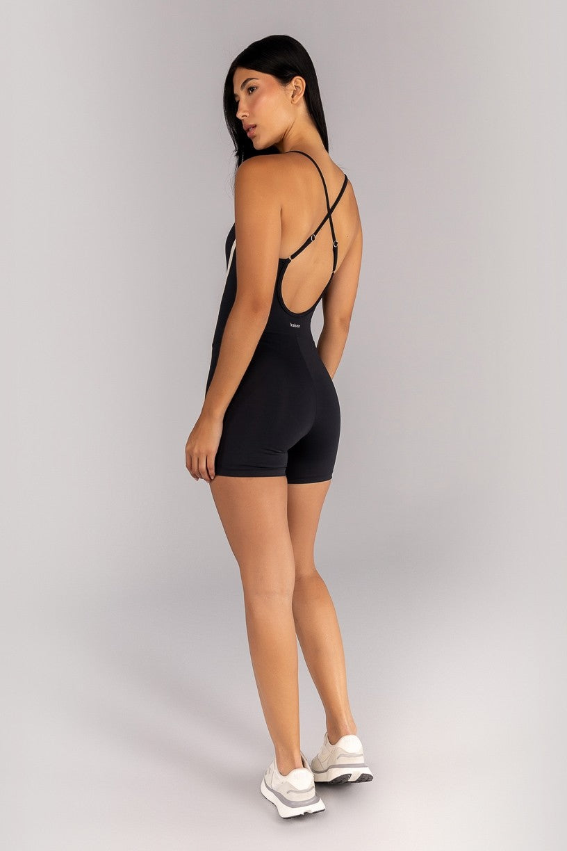 Macaquinho sem Gancho com Alças Cruzadas (Preto / Off-White) | Ref: K4701-B - Imagem 3