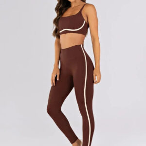 [CONJUNTO] Top + Calça Legging sem Gancho com Chapado nas Laterais (Café) | Ref: K4485-D