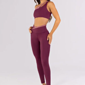 [CONJUNTO] Top + Calça Legging com Cós Transpassado e Vira (Uva / Rosa Vintage) | Ref: K4496-B