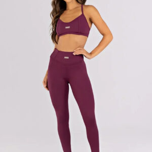 [CONJUNTO] Top + Calça Legging sem Gancho e Detalhes Em Chapado (Uva) | Ref: K4650-C