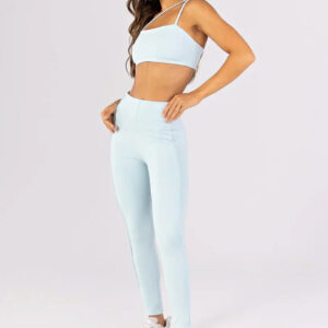 [CONJUNTO] Top + Calça Legging com Vivos sem Cós Aparente na Frente (Glacial) | Ref: K4800-A
