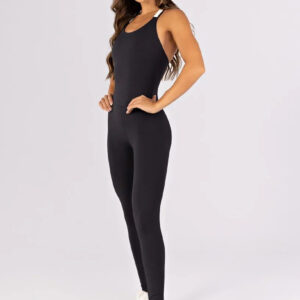 Macacão com Alças Duplas Diferenciadas (Preto / Vanilla) | Ref: K4806-A