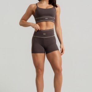 [CONJUNTO] Top +short  detalhe em vivo no cós (Trufa) | Ref: K4717-A