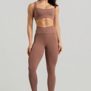 [CONJUNTO] Leggings + Top com Decote Quadrado e Alças Largas (Canela) |Ref: K4933- B