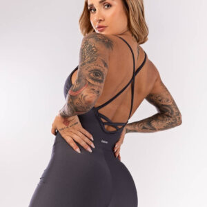 Macaquinho com Alças Cruzadas (Cinza Escuro) | Ref: K3996-C