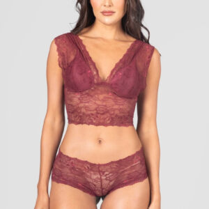 Conjunto Lingerie Cropped (Vinho) | Ref: P04-7-E